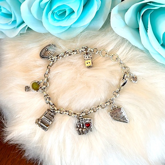 Brighton NEVADA Charm Bracelet martini cards poker chips roulette wheel dice - Picture 4 of 8